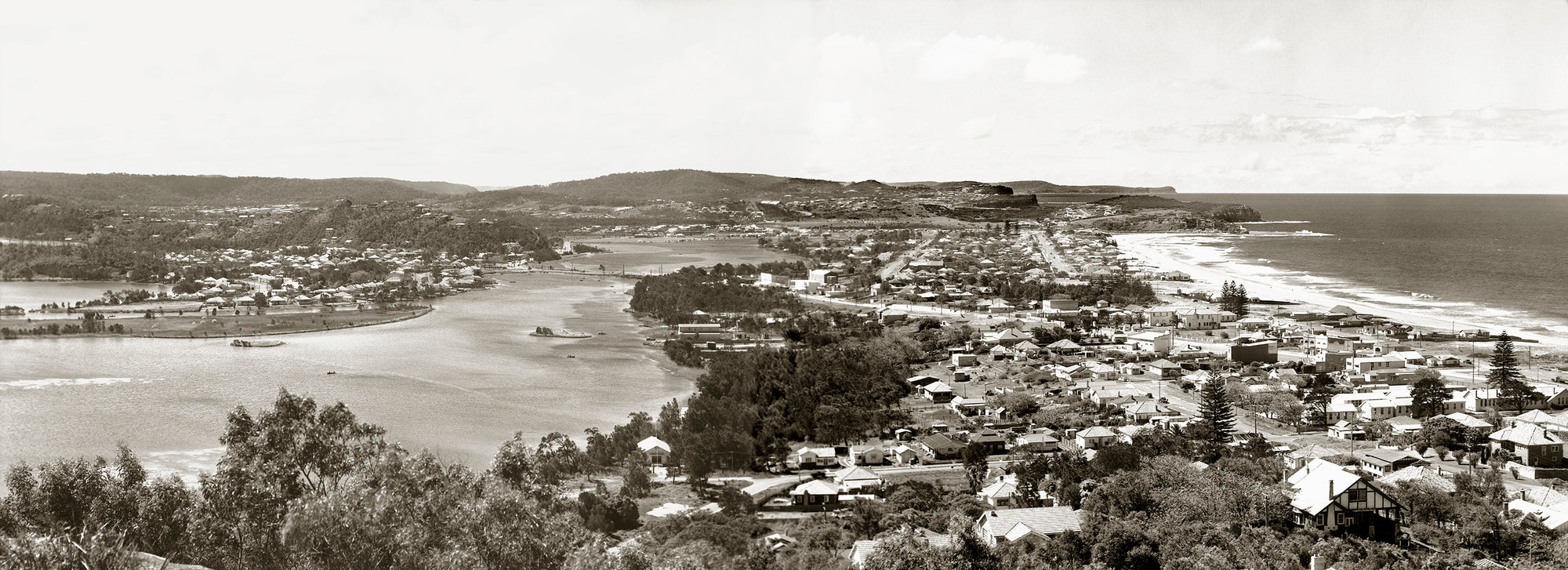 Narrabeen And Lake From Collaroy Plateau, Narrabeen NSW Australia 1950s