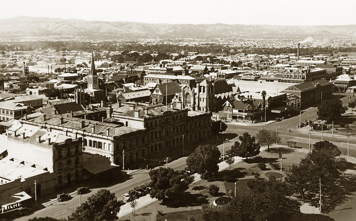 Aerial View - Looking South From General Post Office, Adelaide SA Australia 1930s