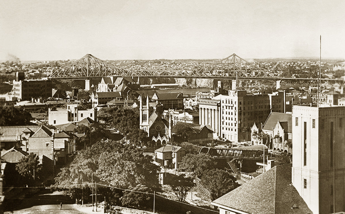 Panorama From Wickham Terrace Showing Story Bridge, Brisbane QLD Australia 1940s