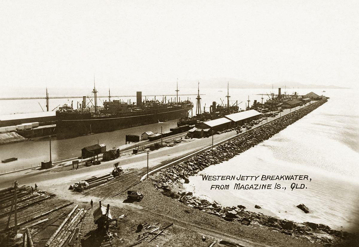 Western Jetty Breakwater - From Magazine Island, Townsville QLD Australia c.1930