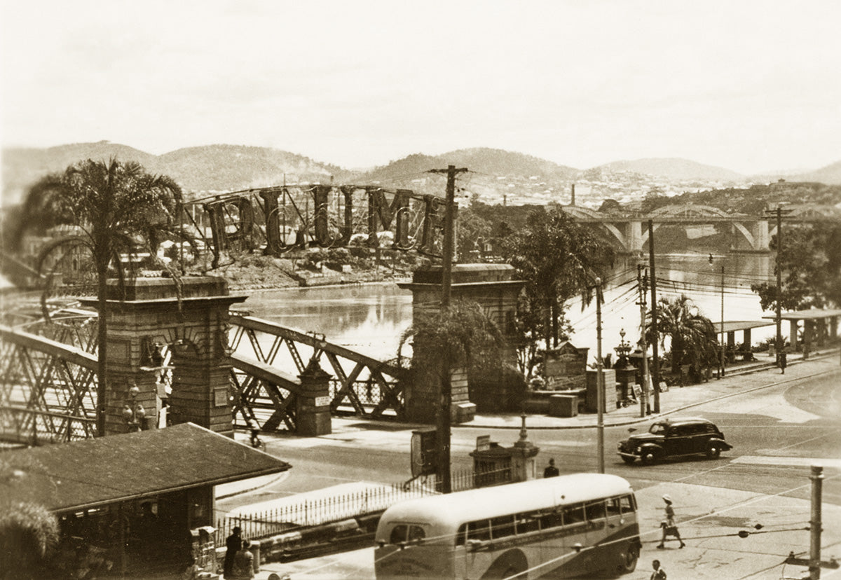 Brisbane River From Treasury Buildings, Brisbane QLD Australia 1940s