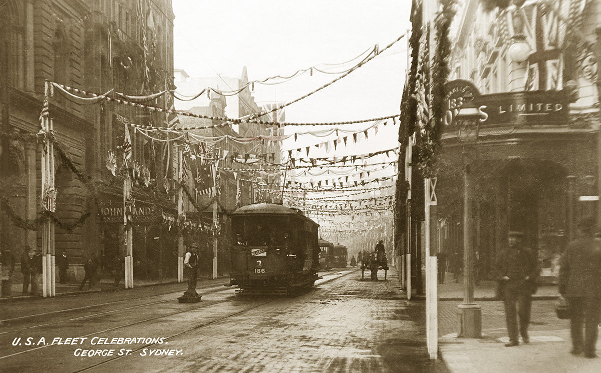 George Street - USA Fleet Celebrations, Sydney NSW Australia c.1908