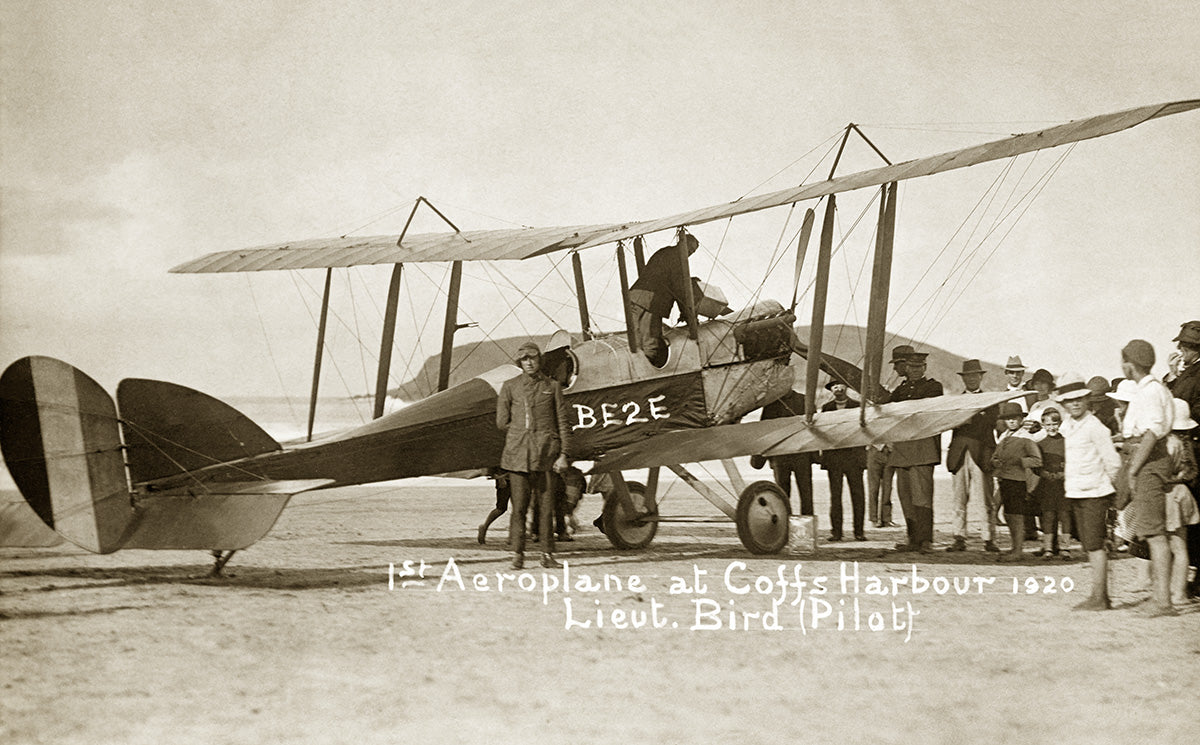 First Aeroplane BE2E On Coffs Harbour Beach, Coffs Harbour NSW Australia 1920