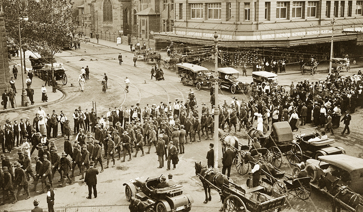 Australian Troops Marching Down Eddy Avenue, Sydney NSW Australia 1910s