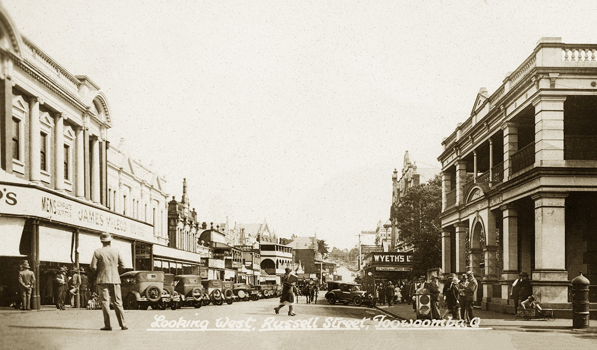 Russell Street - Looking West, Toowoomba QLD Australia c.1927