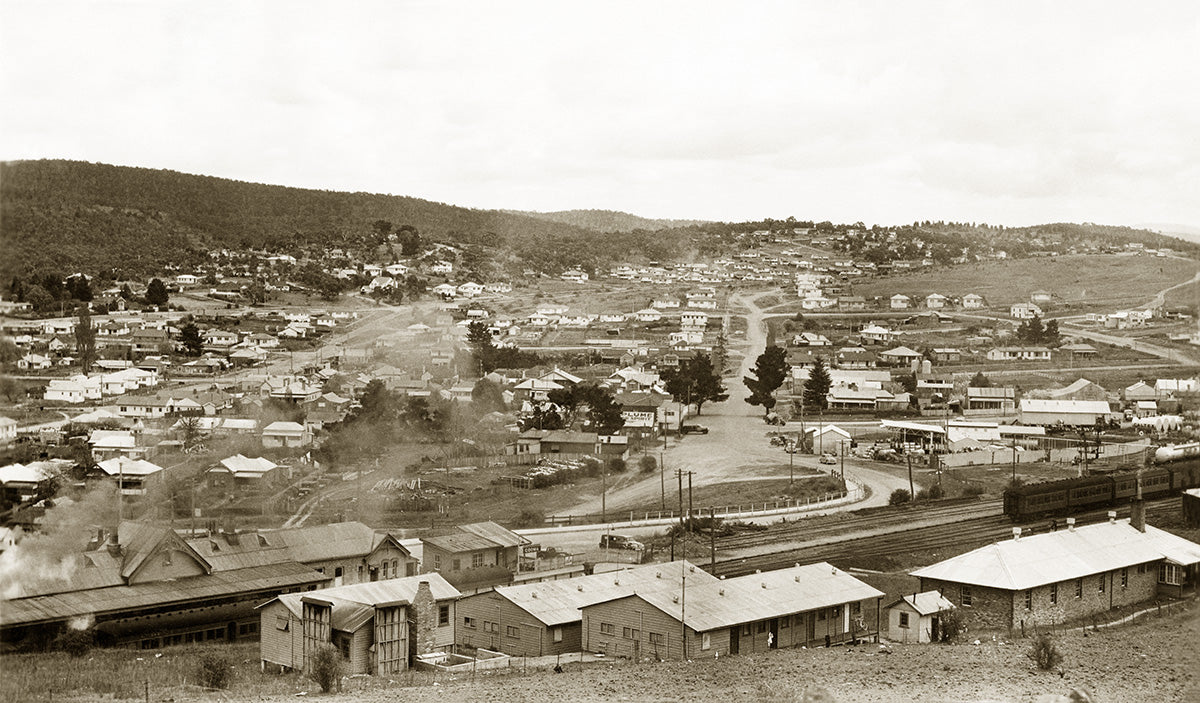 General View Of Town And Railway Station, Cooma NSW Australia 1940s