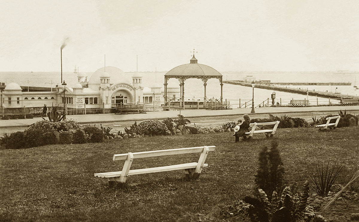 The Baths And Pier , Melbourne -  St. Kilda  VIC Australia c.1907