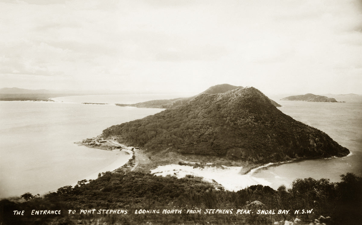 The Entrance To Port Stephens - Looking From Stephens Peak, Shoal Bay NSW Australia c.1930