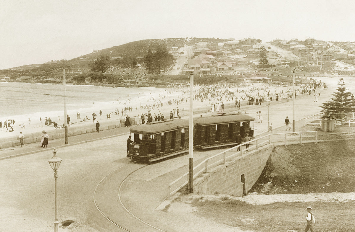 Coogee Beach With Trams, Coogee NSW Australia 1911