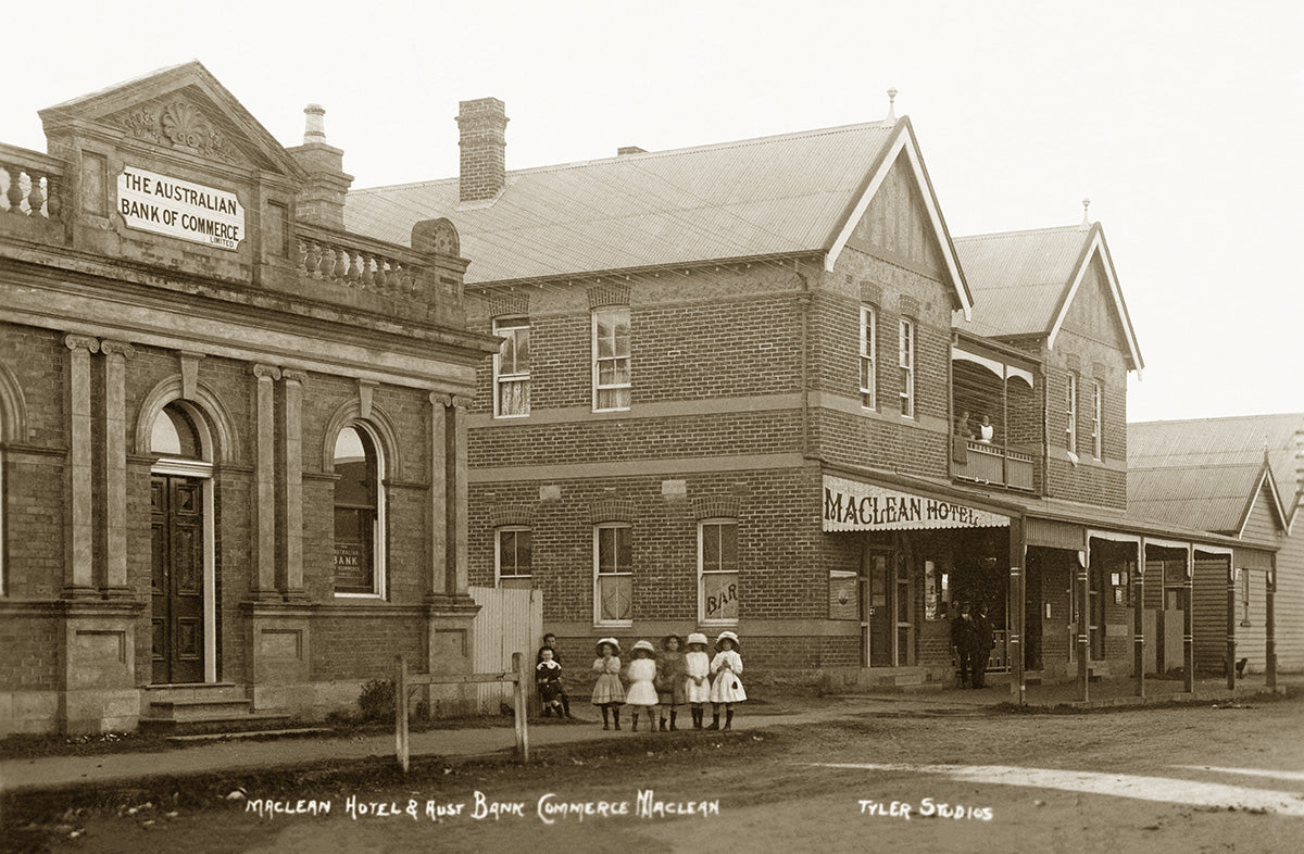 Hotel And Australian Bank Of Commerce, Maclean NSW Australia c.1919