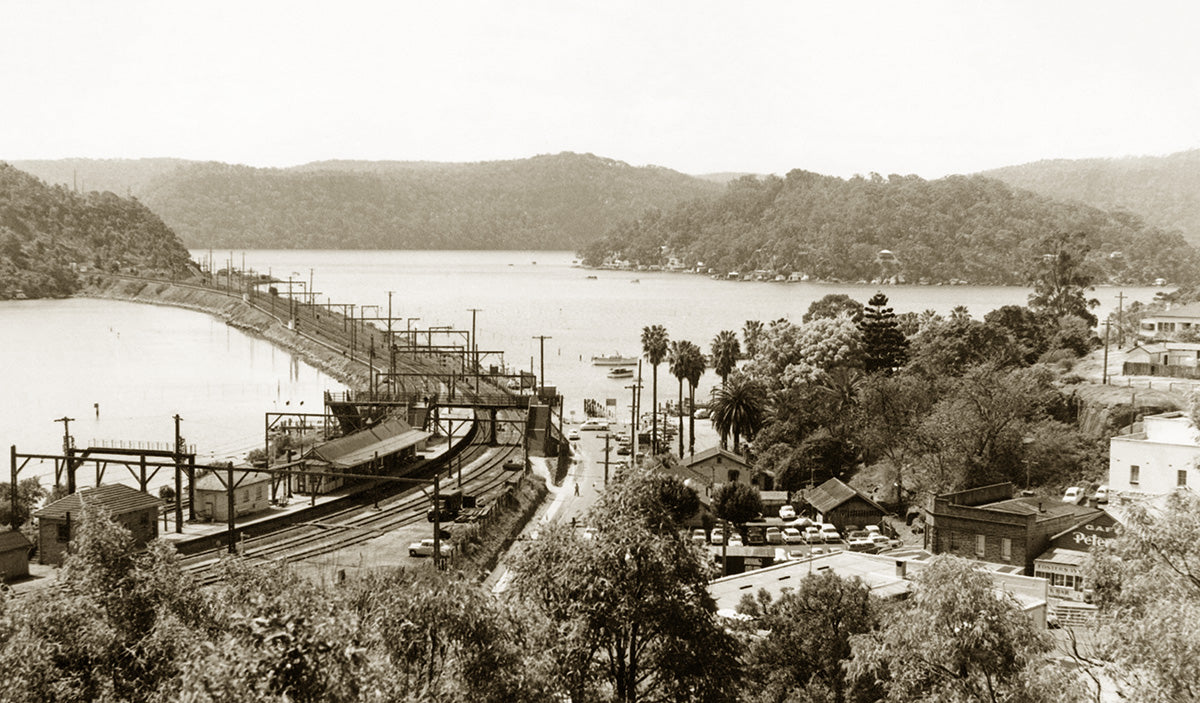 Railway Station And Dangar Island, Brooklyn NSW Australia 1950s