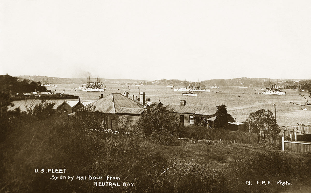US Fleet In Sydney Harbour, Neutral Bay NSW Australia 1909