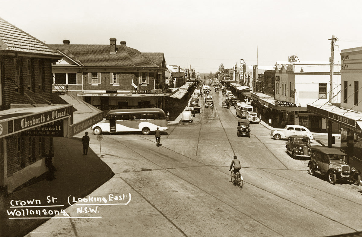 Crown Street - Looking East, Wollongong NSW Australia c.1949