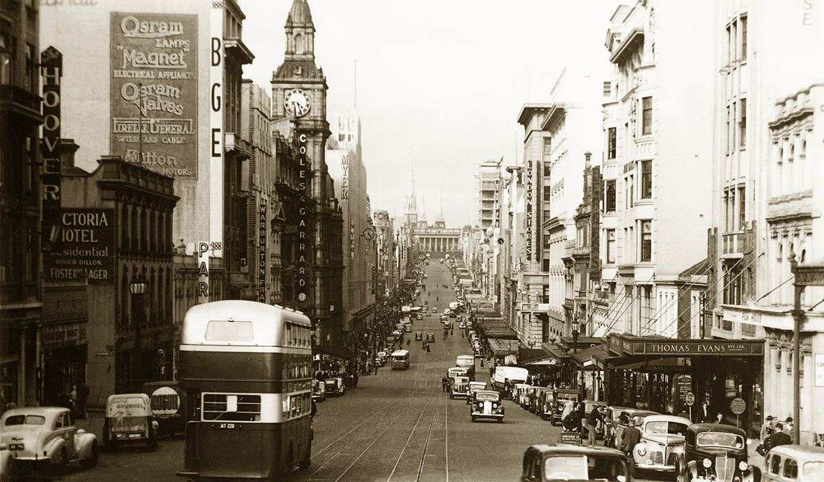 Bourke Street - Looking To Parliament House, Melbourne VIC Australia 1940s