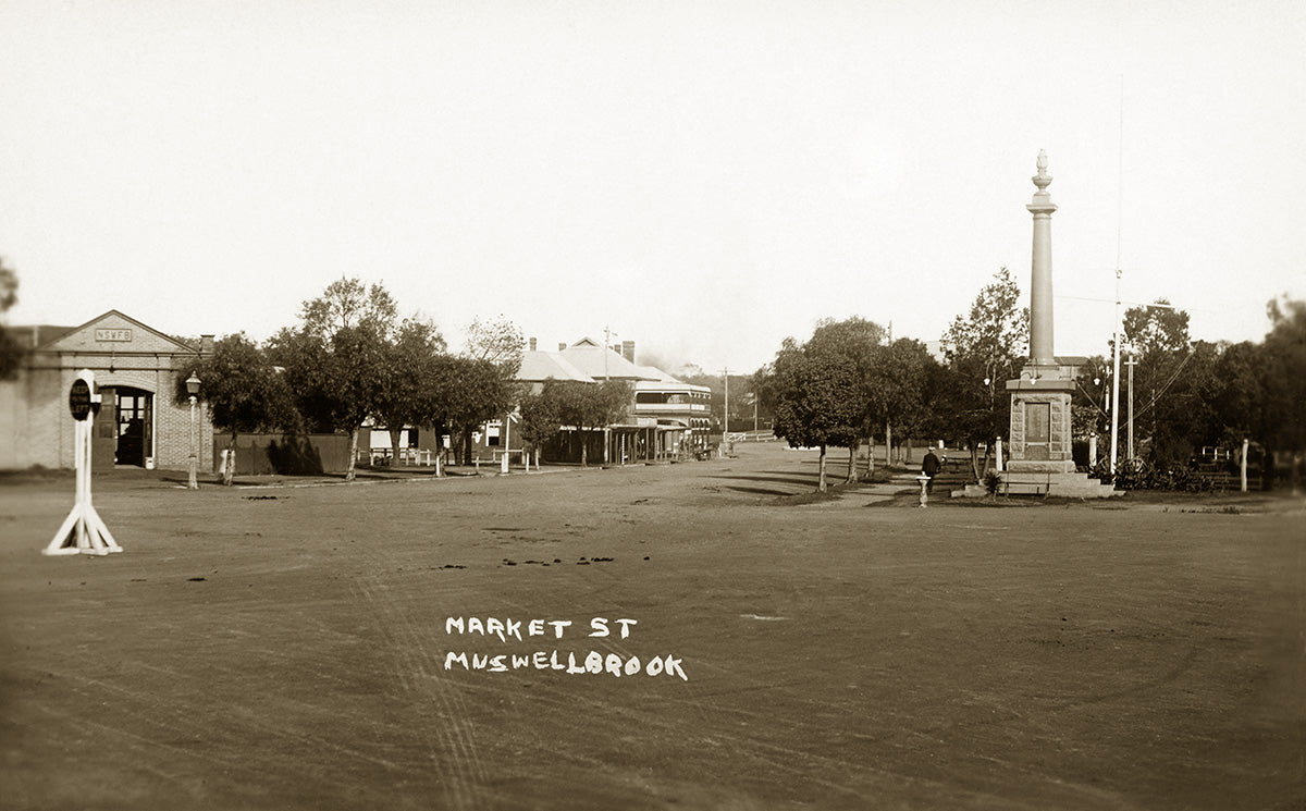 Market Street And Fire Station To Left, Muswellbrook NSW Australia 1910s