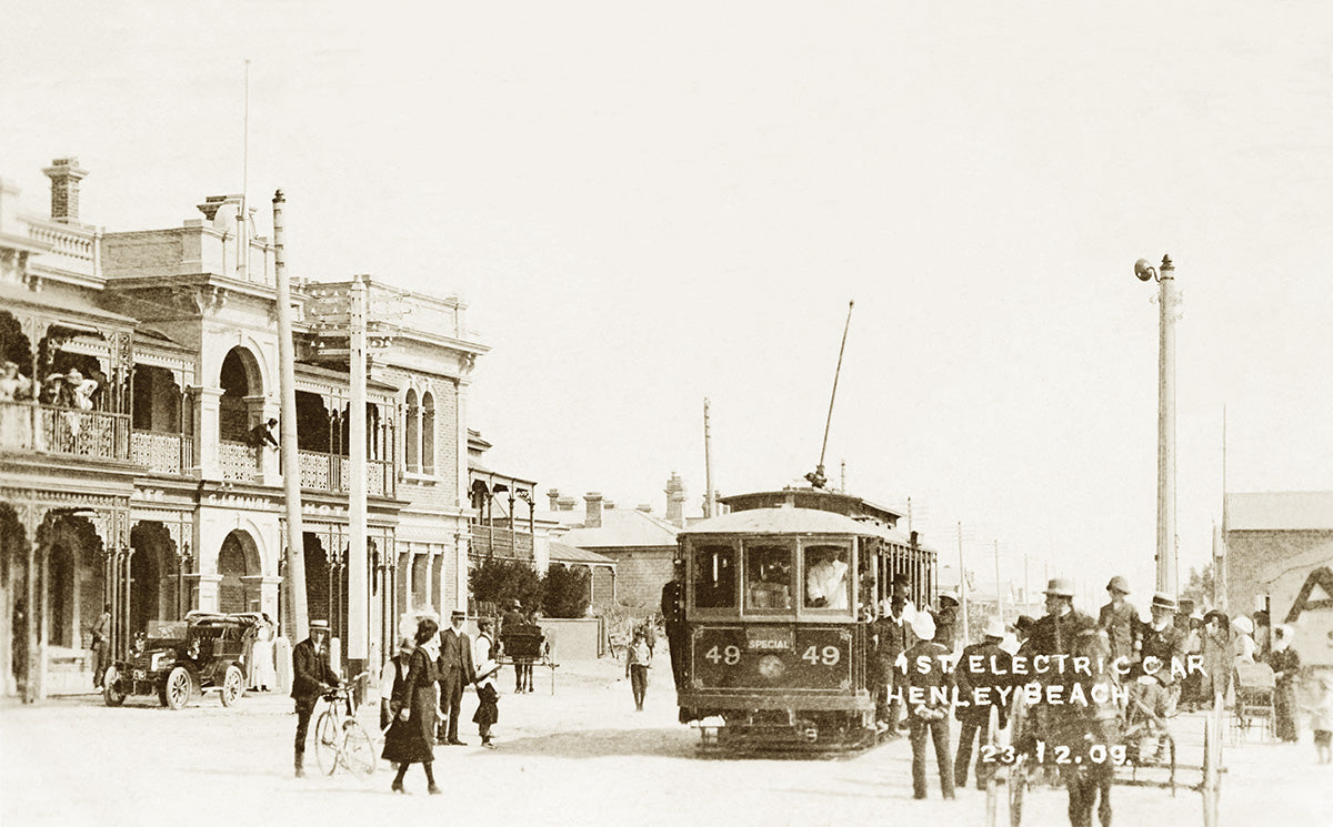 Street Electric Car At Henley Beach, Henley Beach SA Australia 1909