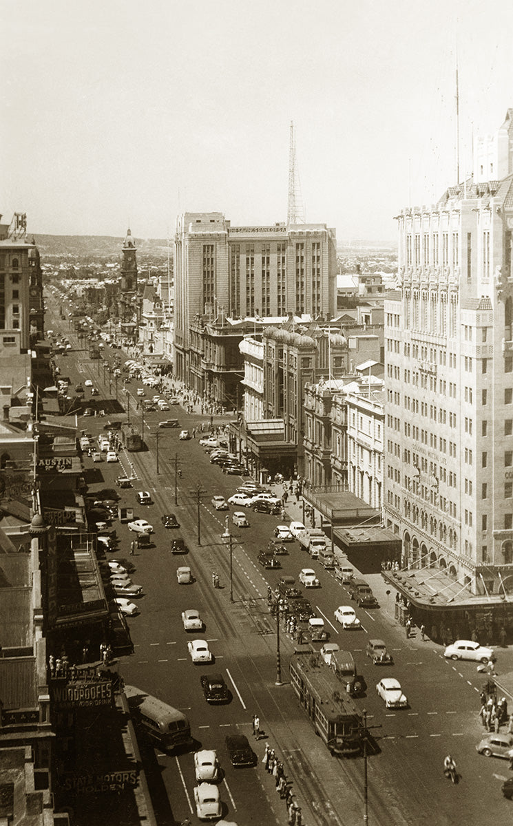 King William Street Looking South, Adelaide SA Australia 1950s