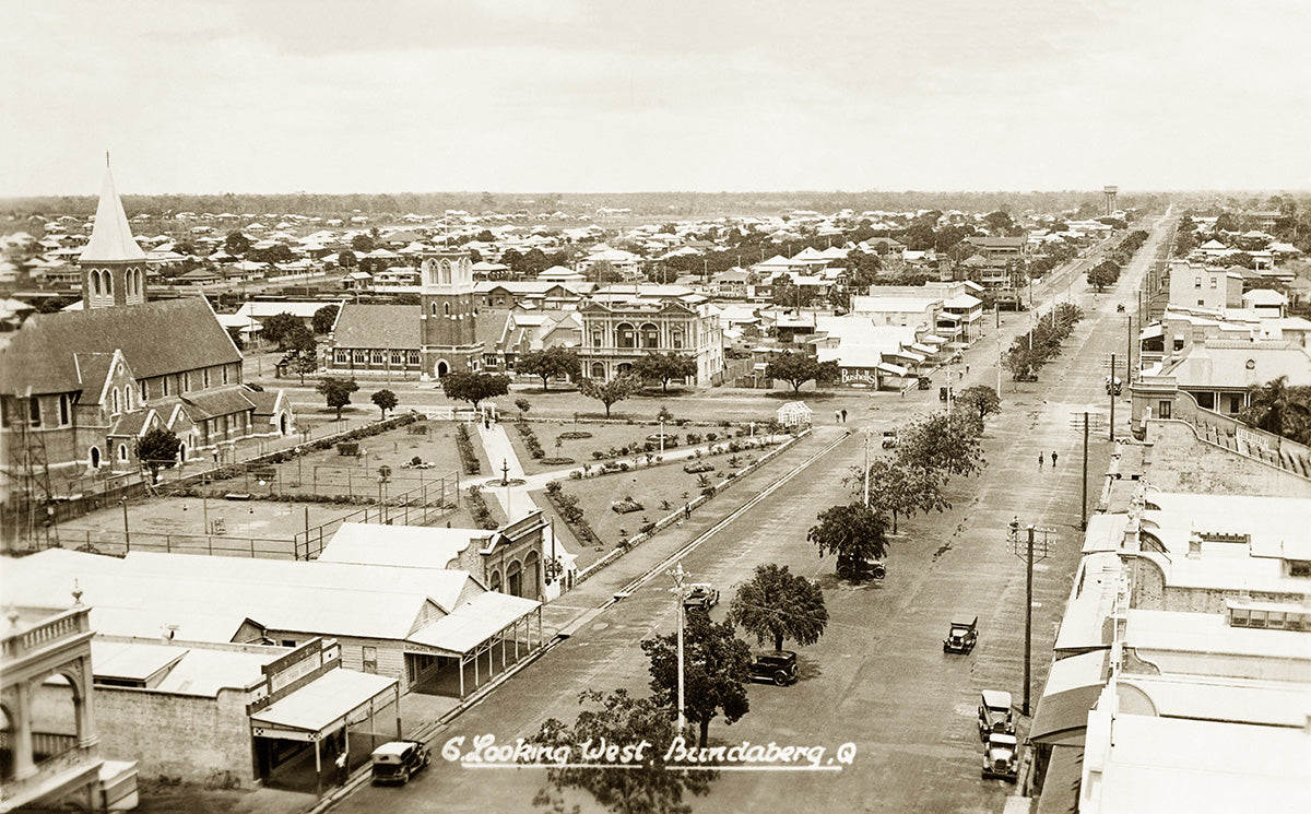 General View Looking West From Town Hall, Bundaberg QLD Australia 1920s