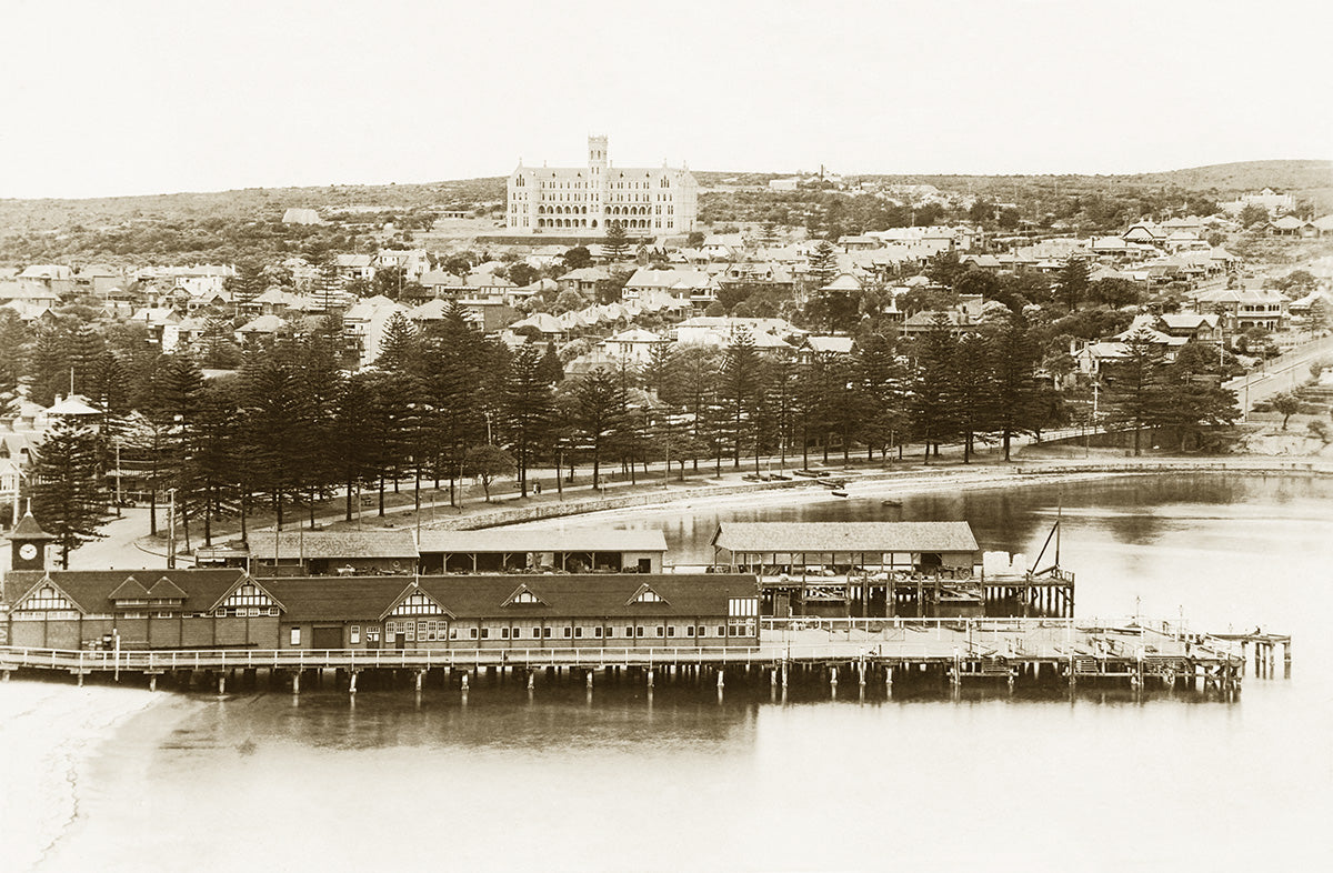 View Via Harbour And Ferry Wharf To St. Patrick College, Manly NSW Australia 1920s