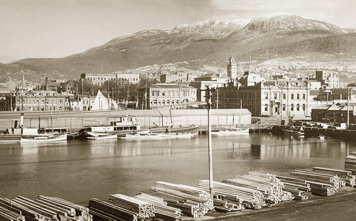 General View Over City And Mount Wellington, Hobart TAS Australia 1910s