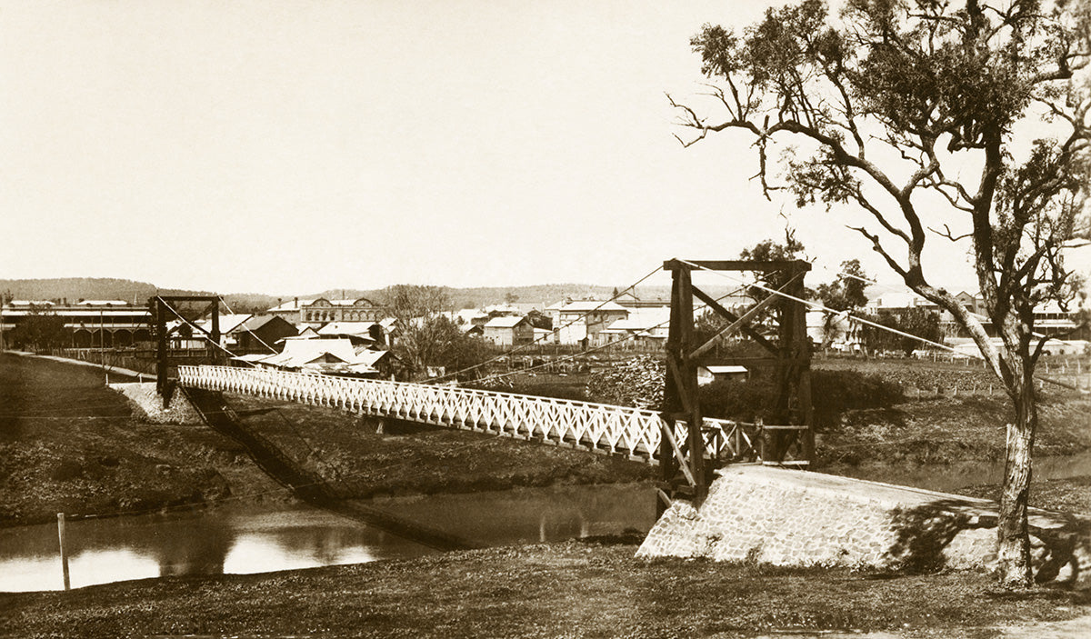 Suspension Bridge And Township, Inverell NSW Australia 1910s