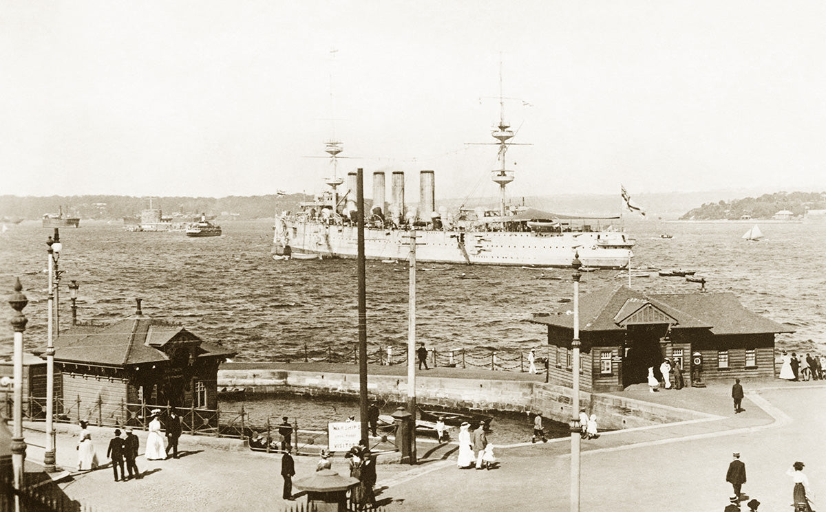 HMS Powerful Seen From Man O War Steps, Sydney NSW Australia c.1910