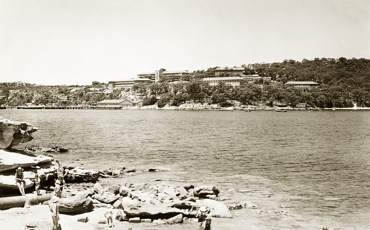 Naval Depot Seen From Peggys Island, Balmoral NSW Australia c.1950