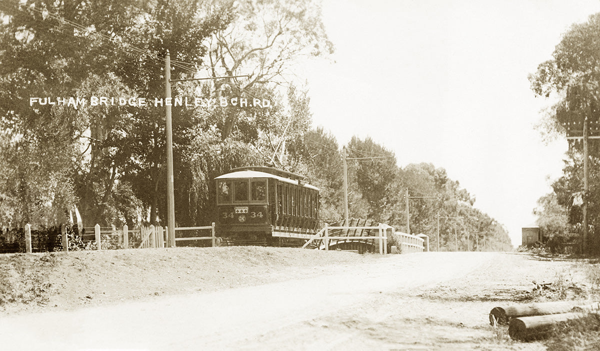 Tram On Henley Beach Road Near Fulham Bridge, Henley SA Australia c.1910