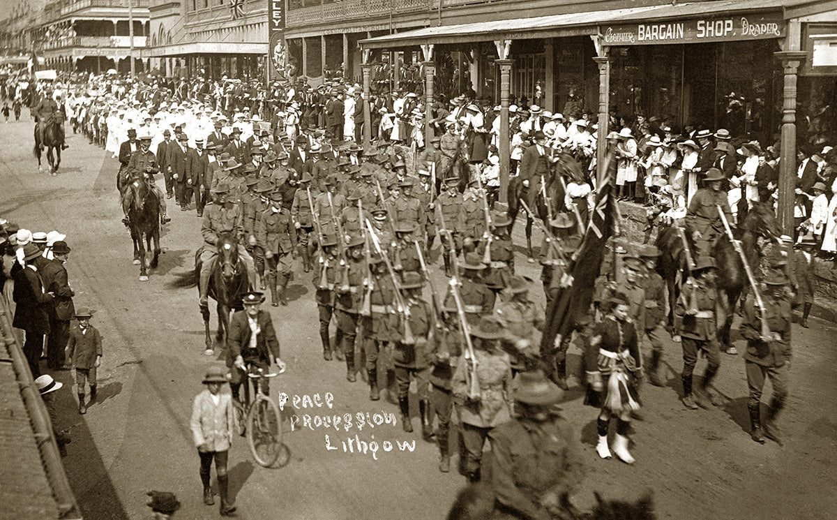 Peace Procession On Main Street, Lithgow NSW Australia 1918