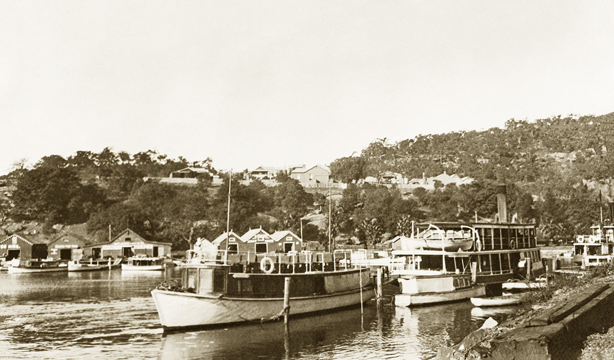 Boatsheds And Marina, Brooklyn NSW Australia 1930s