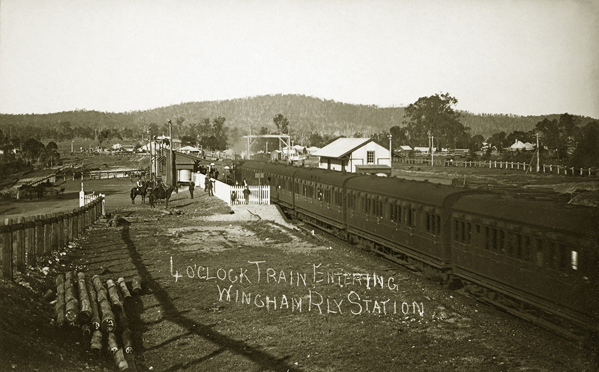 4 O Clock Train Entering The Main Street, Wingham NSW Australia c.1909