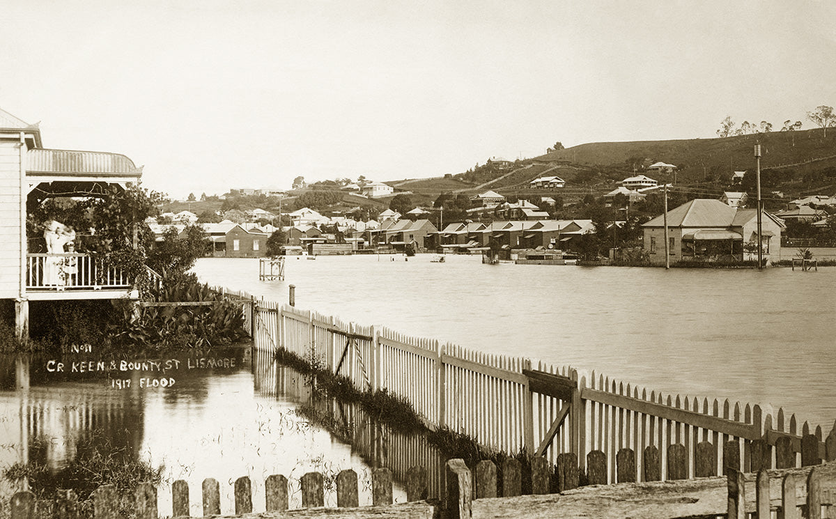 Corner Of Keen And Bounty Streets - Flooding, Lismore NSW Australia 1917