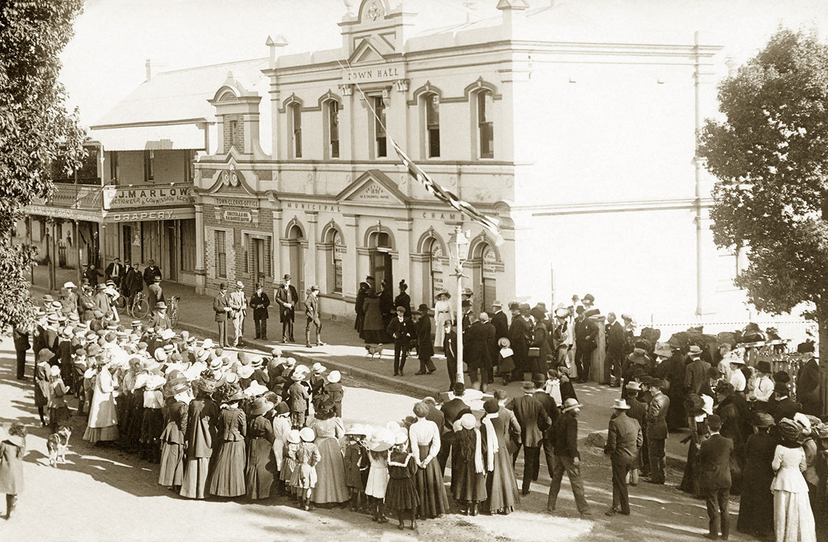 Town Hall On Coronation Day, Cambelltown NSW Australia c.1910