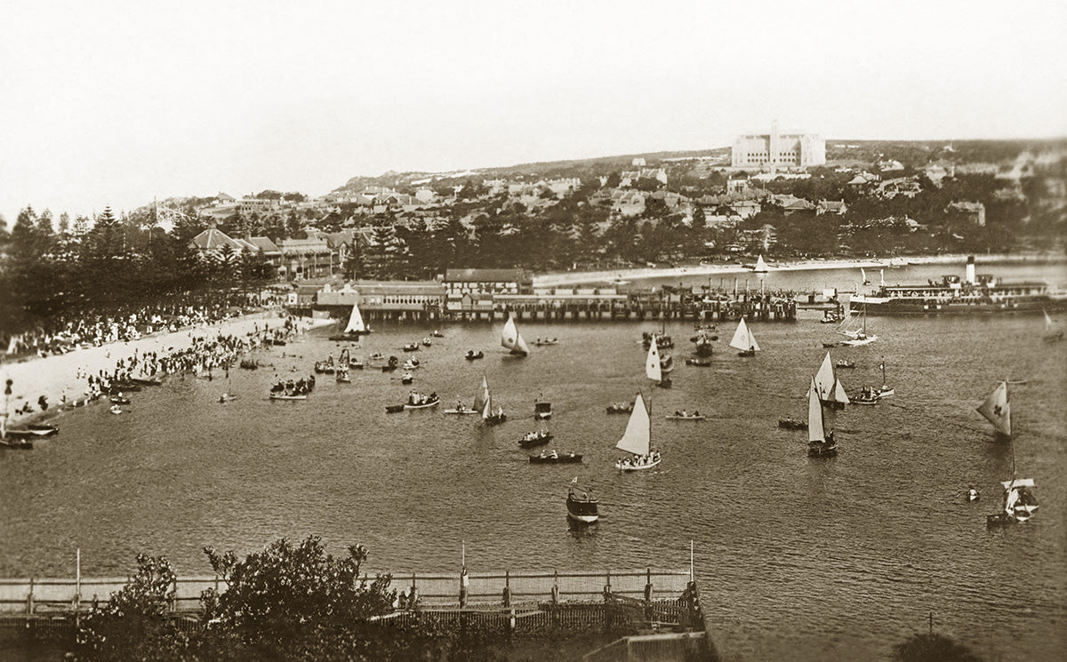 Harbour Beach And The Manly Ferry, Manly NSW Australia c.1909