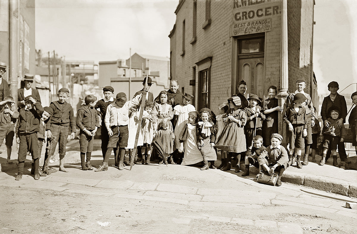 Local Children - looking Down Hart Street From Corner Of Millers Road, The Rocks NSW Australia 1900s