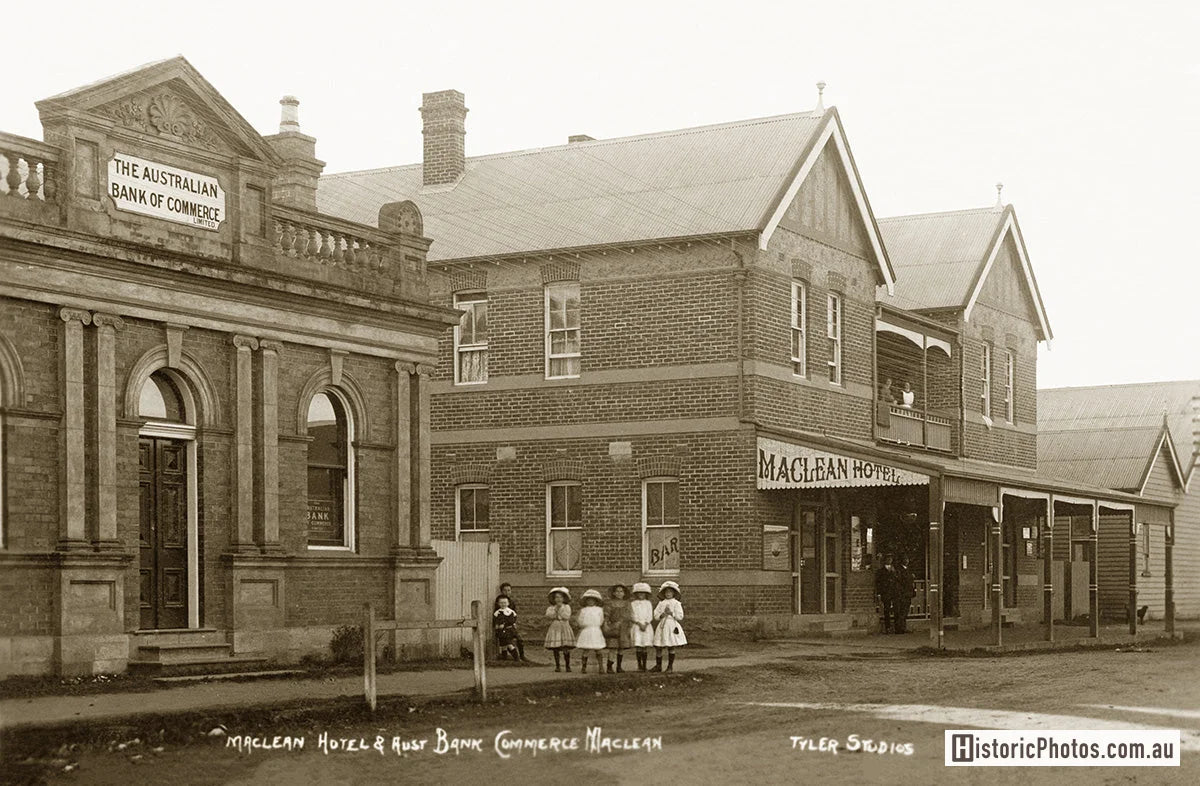 Hotel And Australian Bank Of Commerce, Maclean NSW Australia c.1919