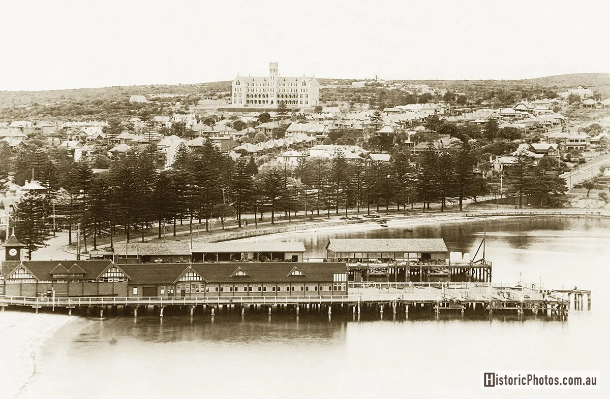 View Via Harbour And Ferry Wharf To St. Patrick College, Manly NSW Australia 1920s