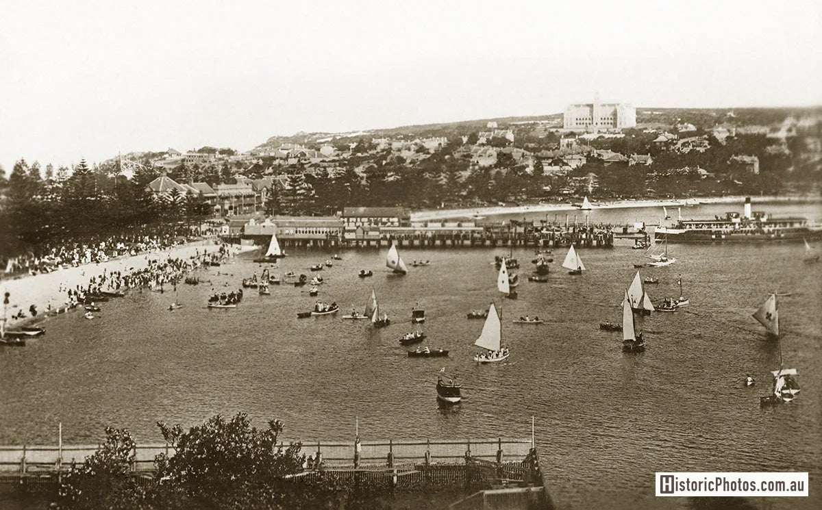 Harbour Beach And The Manly Ferry, Manly NSW Australia c.1909