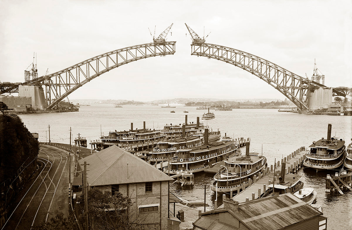 Sydney Harbour Bridge Under Construction, Sydney NSW Australia 1930