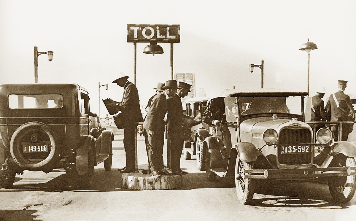 The First Cars On the Sydney Harbour Bridge At the Toll Booths, Sydney NSW Australia 1932