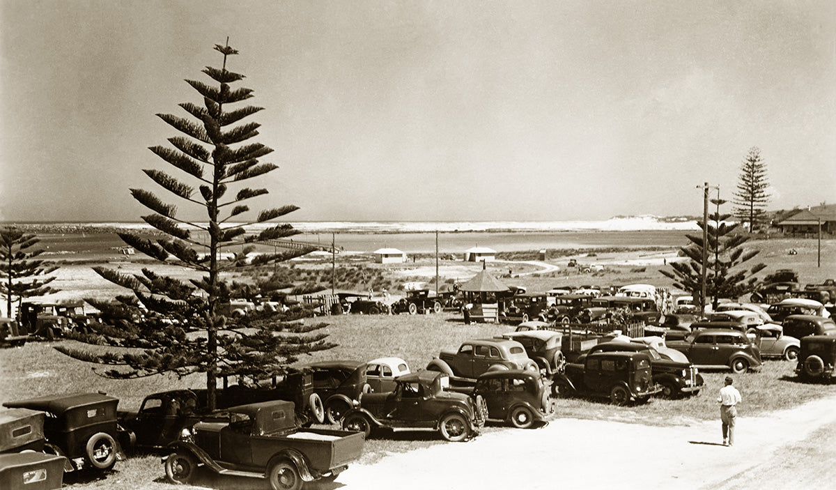 Surf Beach And Car Park, Urunga NSW Australia c.1948