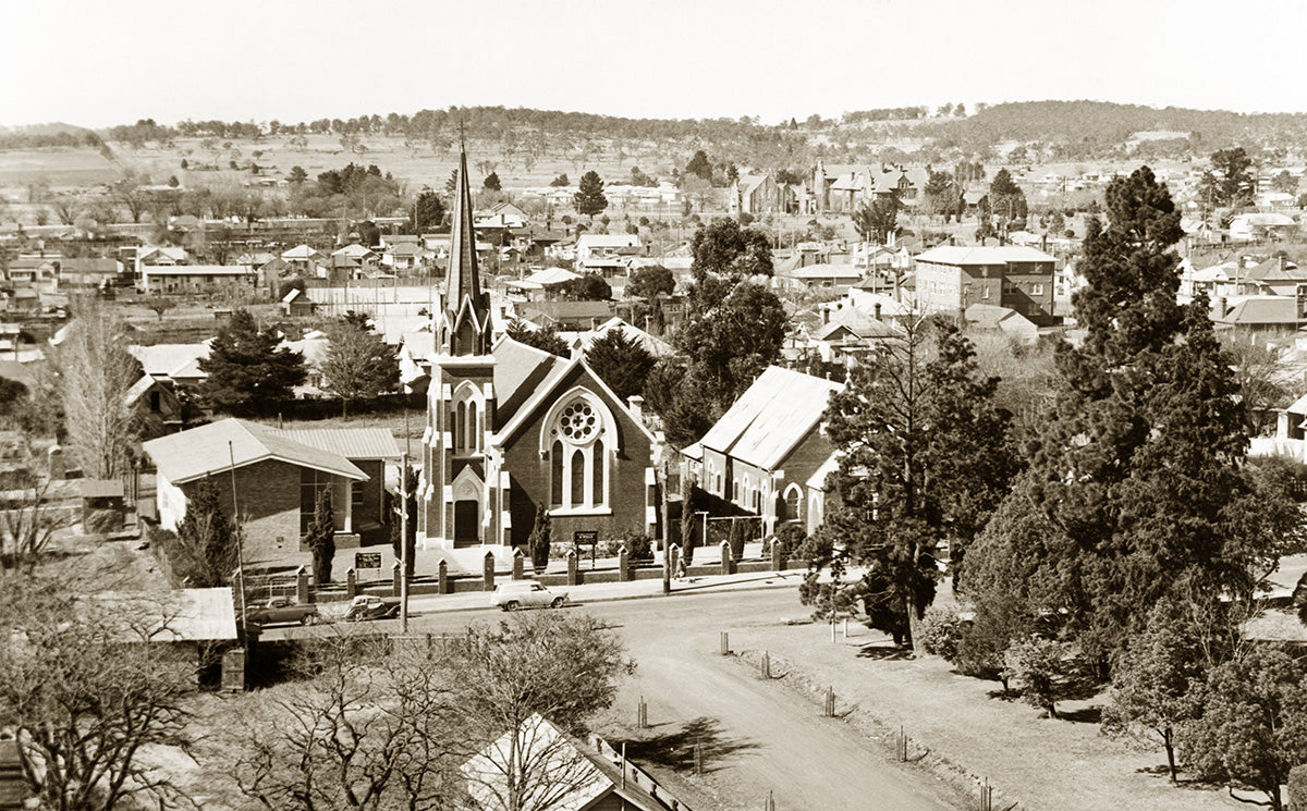 St. Pauls Presbyterian Church And General View Of Town, Armidale NSW Australia c.1954