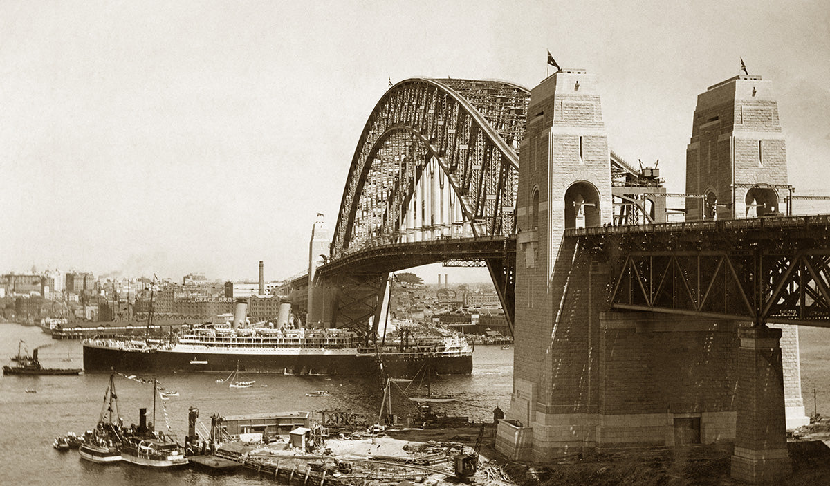 Passenger Liner Under Sydney Harbour Bridge, Sydney NSW Australia c.1947