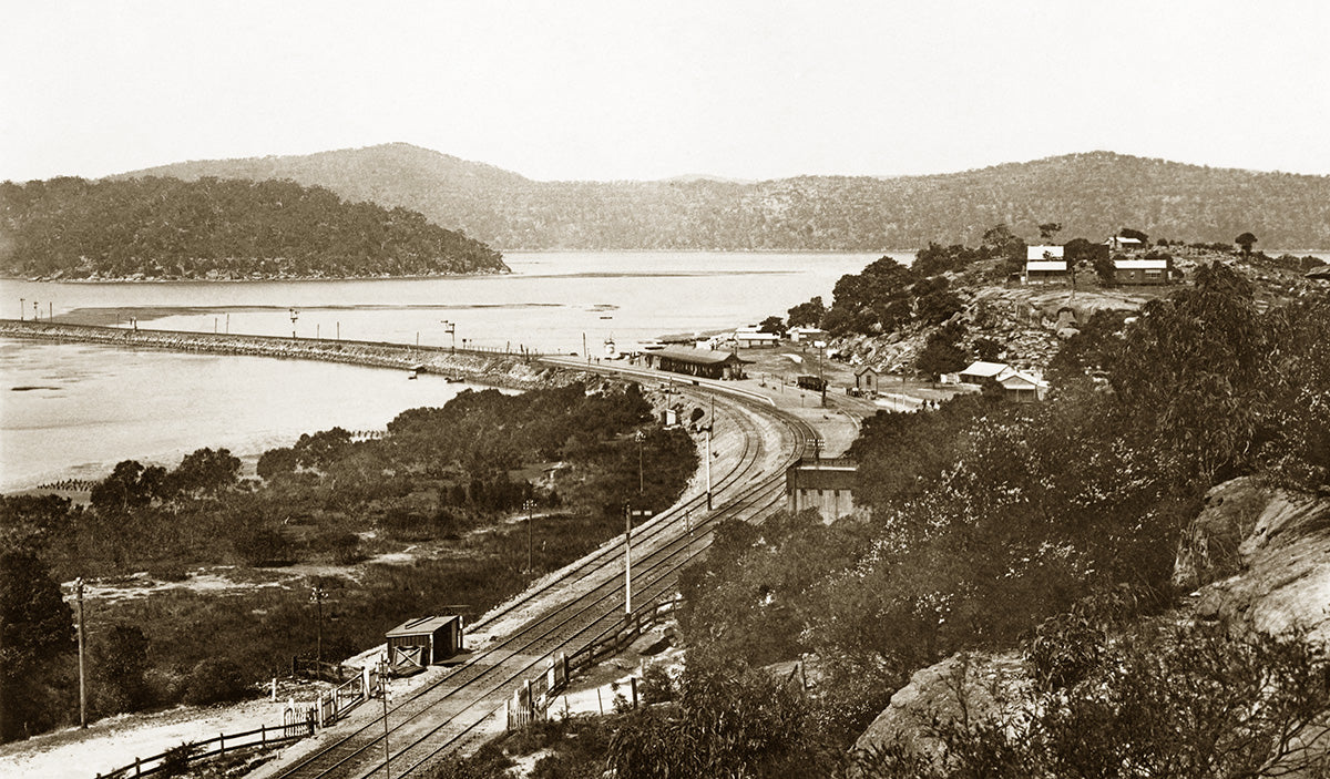 Railway Station And Hawkesbury River, Brooklyn NSW Australia c.1909