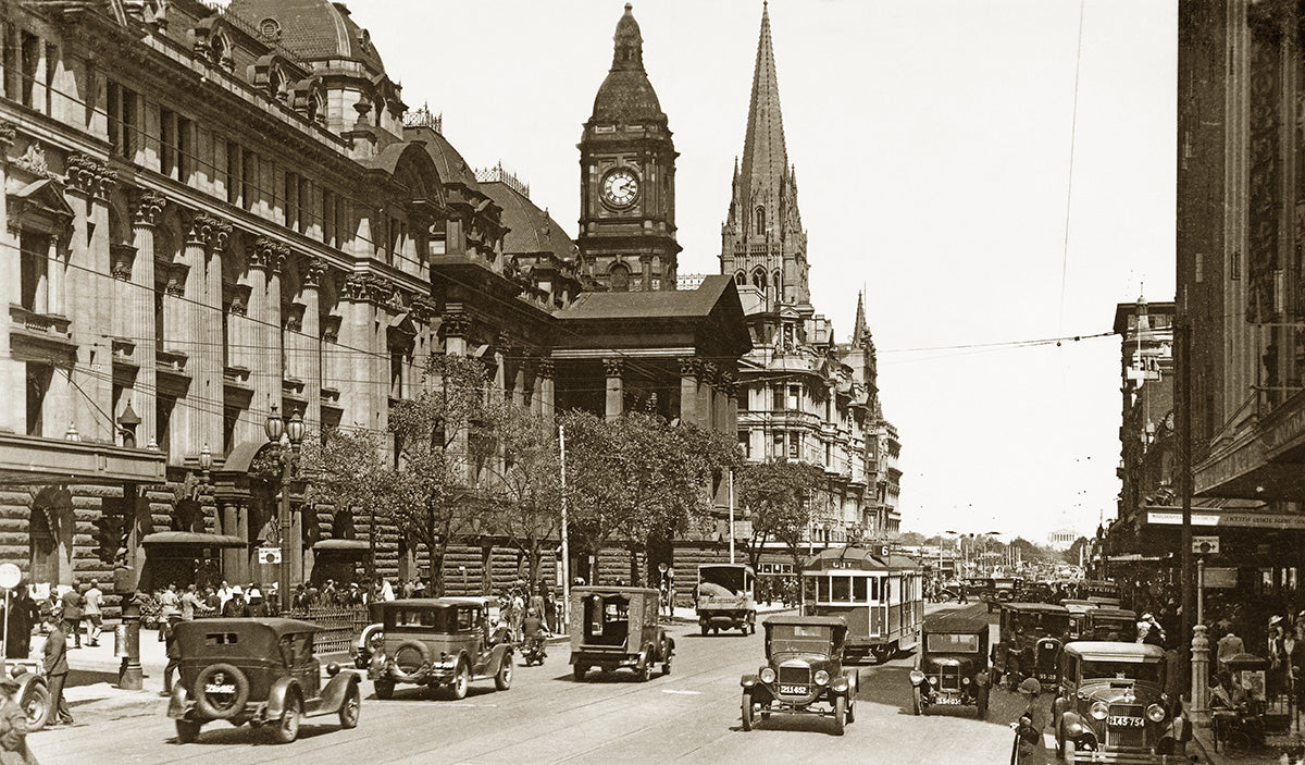 Swanston Street And Town Hall, Melbourne VIC Australia 1930s