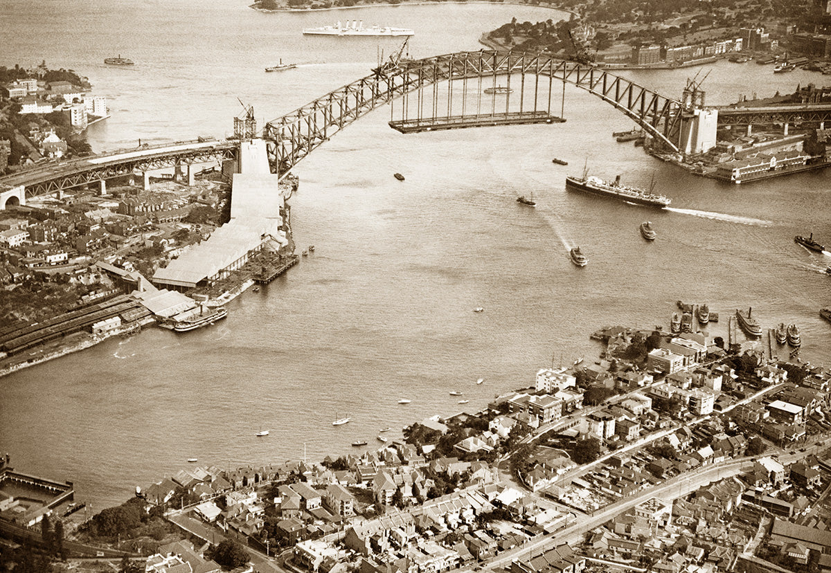 Aerial View Over Lavender Bay And Sydney Harbour Bridge, Mc. Mahons Point NSW Australia 1930