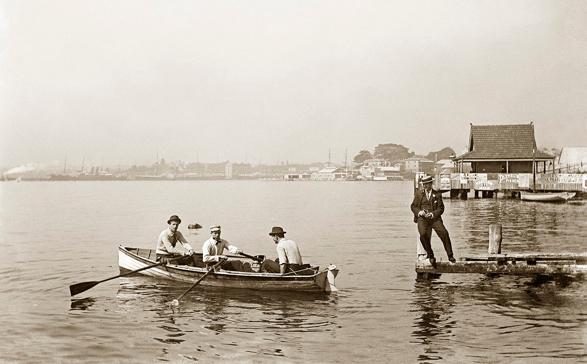 Rowing Boat and Ferry Wharf, McMahons Point NSW Australia 1900s