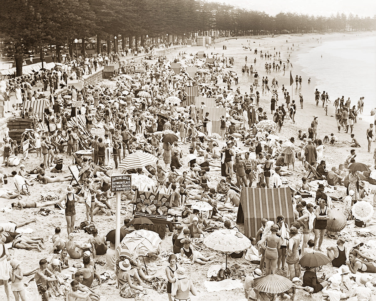 Christmas Day On Manly Beach, Manly NSW Australia 1930