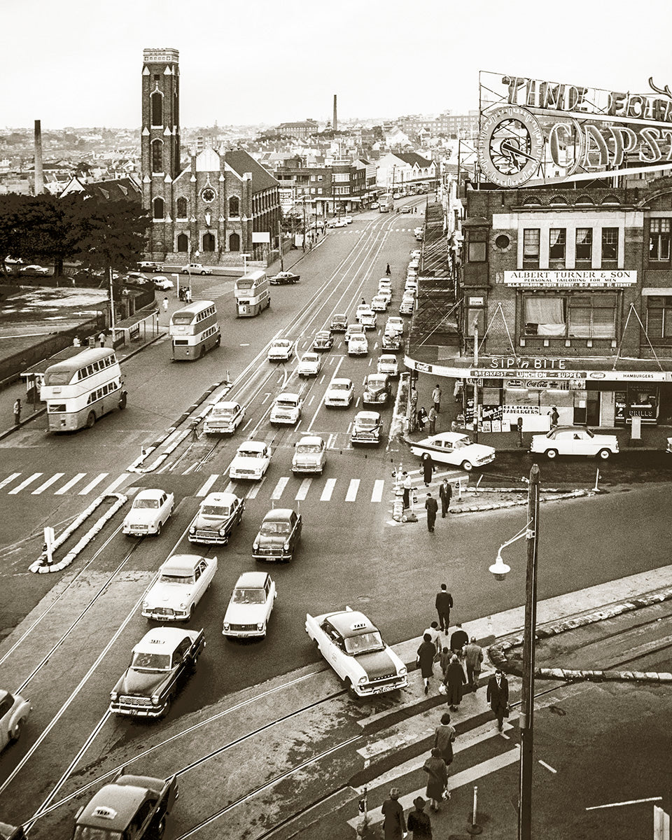 Traffic in Taylor Square, Darlinghurst NSW Australia 1959