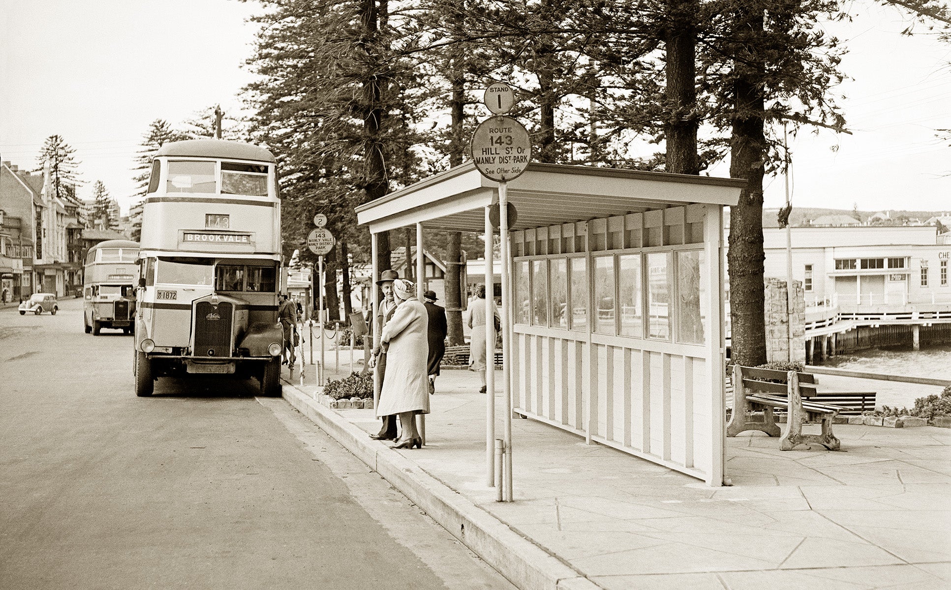 Waiting For The Bus At Manly Wharf, Manly NSW Australia 1940s